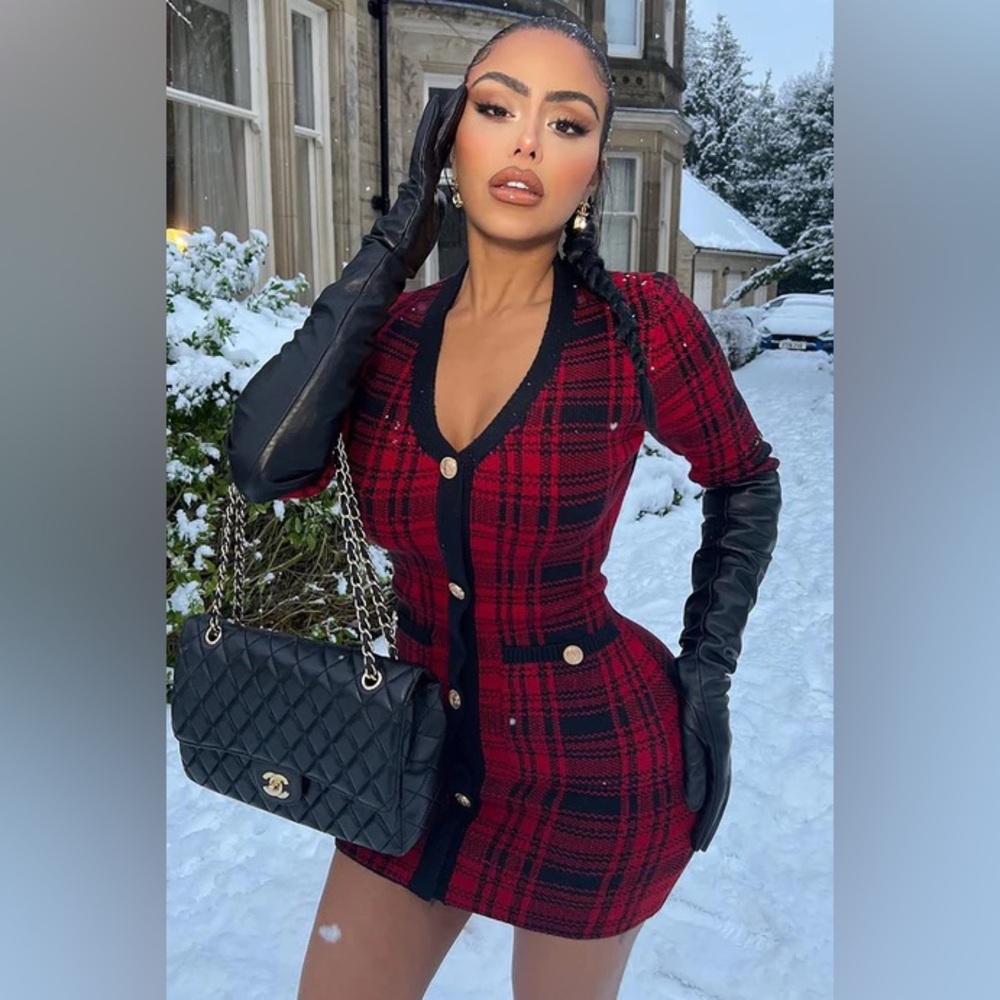 Fashion Nova Plaid Christmas Mini Dress